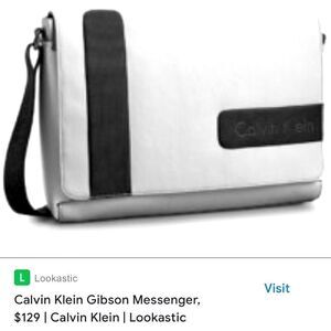 Calvin Klein Ck Gibson messenger bag/unisex laptop tablet bag logo leather grey